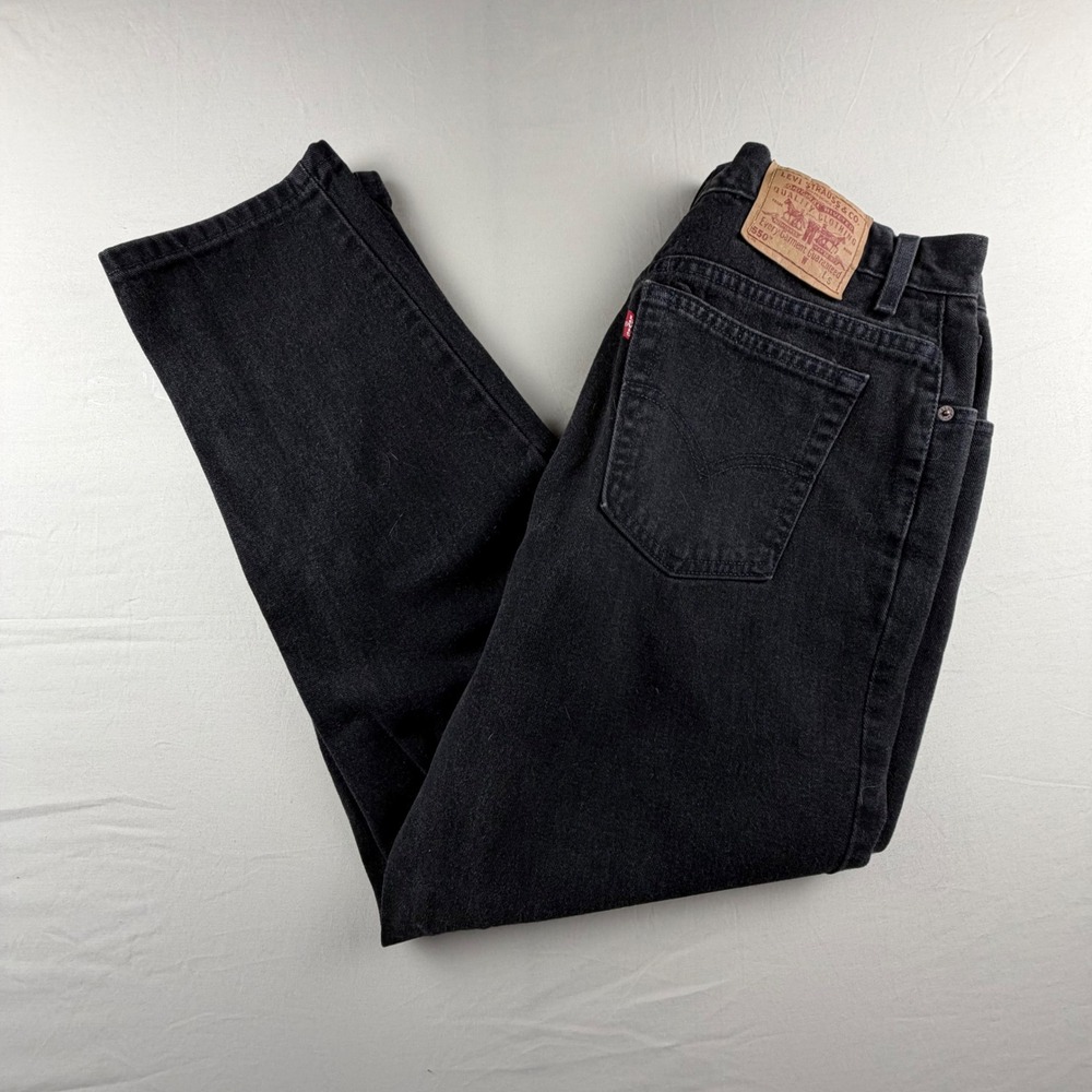 Levi's 550 Relaxed Fit Tapered Leg Womens 16 Black Jeans Made in USA Vtg 0179